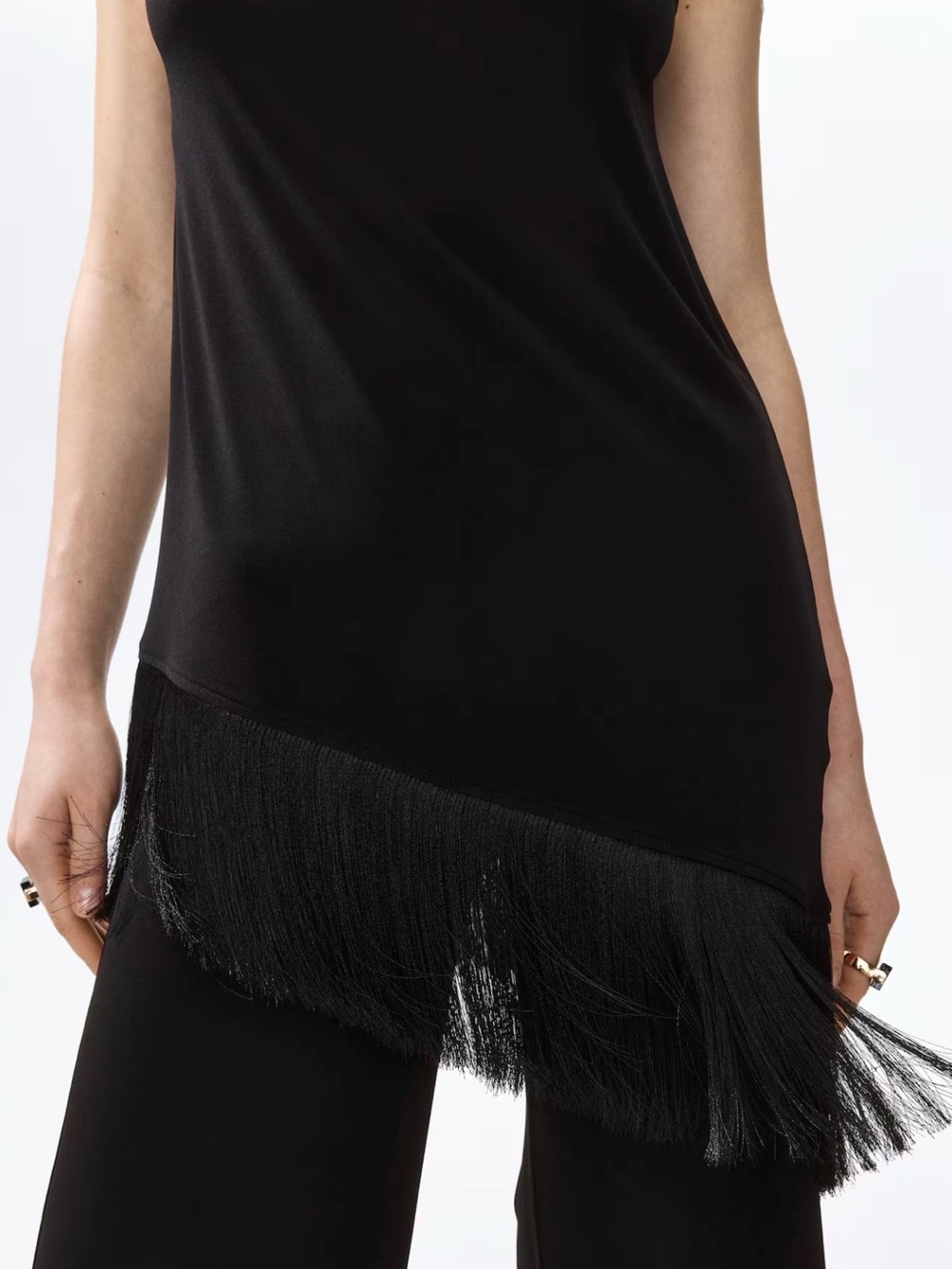 H&M ASYMMETRIC FRINGE-TRIMMED TOP - Picture 6 of 10